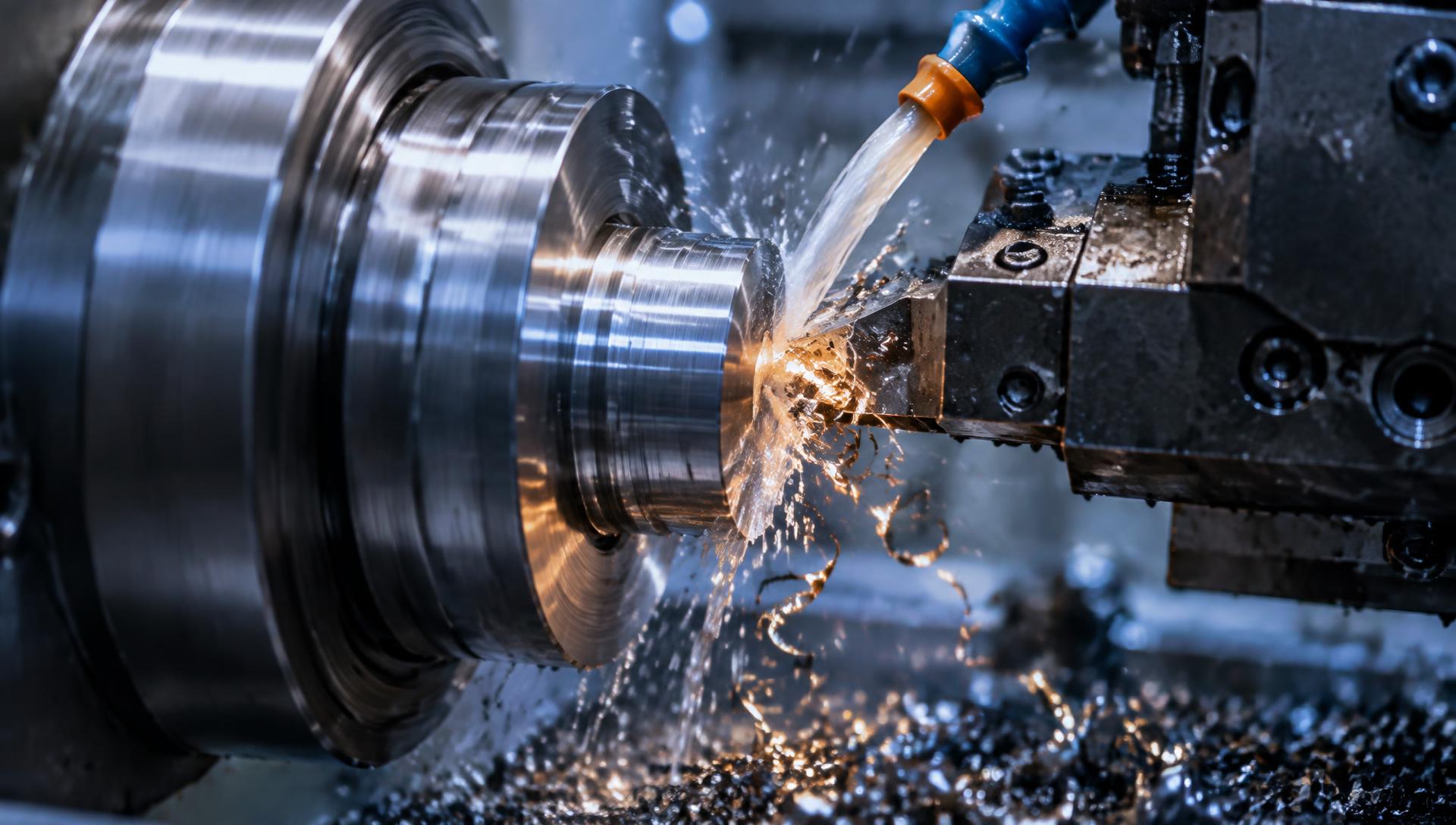 CNC-Drehmaschine bei der Bearbeitung einer Welle